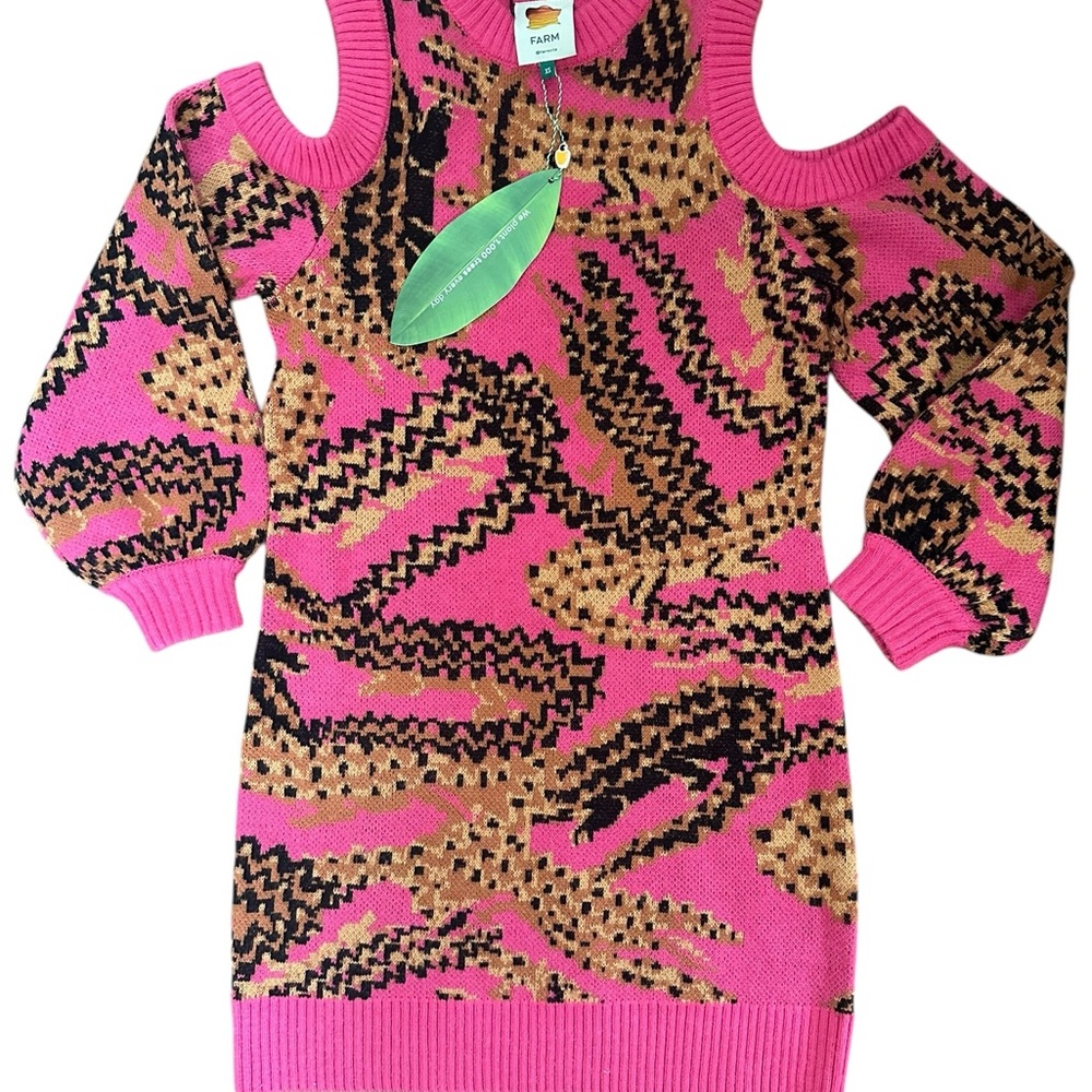 Fendi Pink Animal Print Cold Shoulder Dress